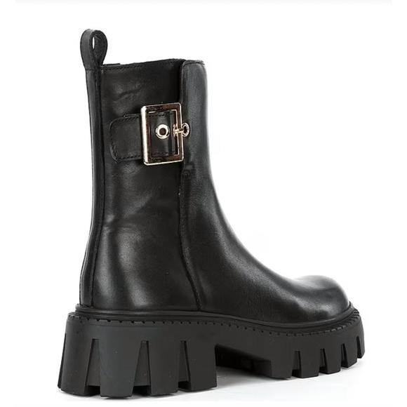 NEW STEVE MADDEN women's buckle chunky ankle boot in black - Picture 2 of 3